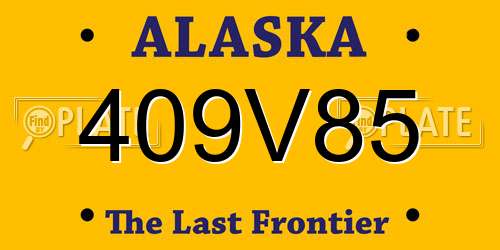 409V85 Alaska License Plate