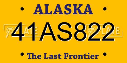 41AS822 Alaska License Plate