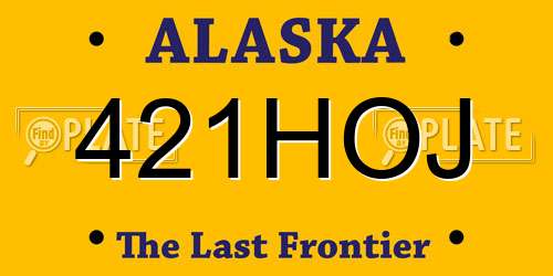 421HOJ Alaska License Plate
