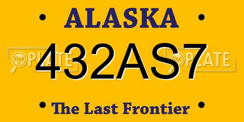 432AS7 Alaska License Plate