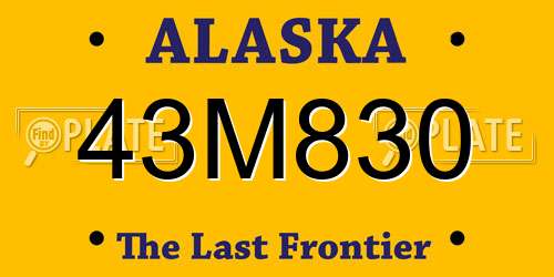 43M830 Alaska License Plate