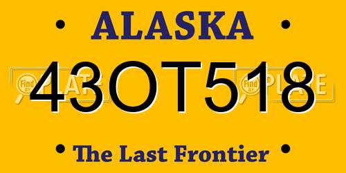 43OT518 Alaska License Plate