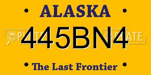 445BN4 Alaska License Plate