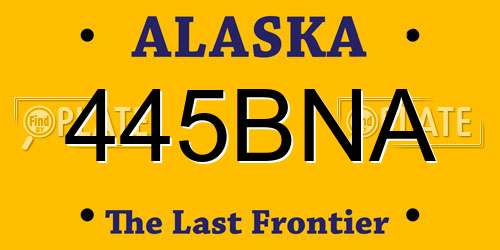 445BNA Alaska License Plate