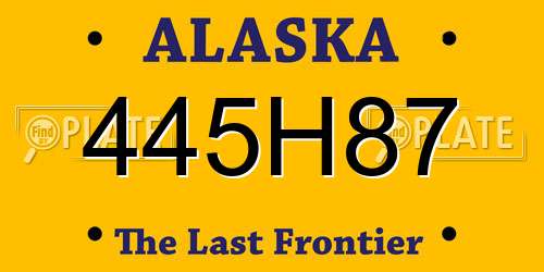 445H87 Alaska License Plate