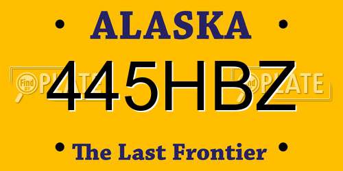 445HBZ Alaska License Plate