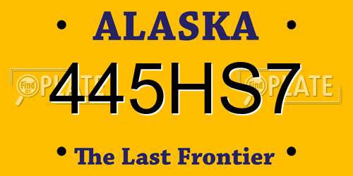 445HS7 Alaska License Plate