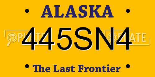 445SN4 Alaska License Plate