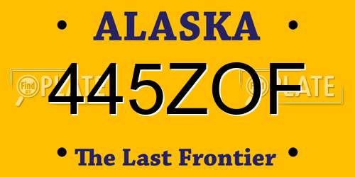 445ZOF Alaska License Plate