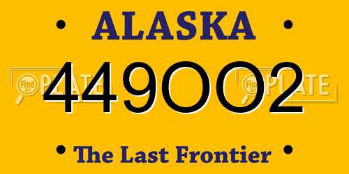 449OO2 Alaska License Plate