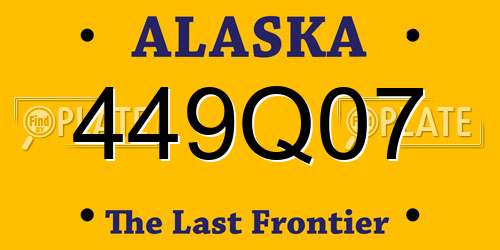 449Q07 Alaska License Plate