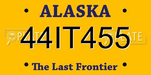 44IT455 Alaska License Plate