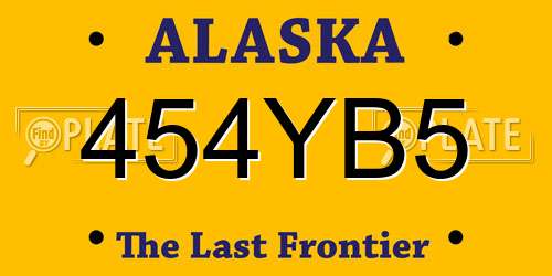 454YB5 Alaska License Plate