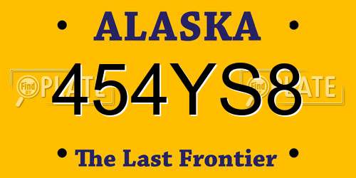 454YS8 Alaska License Plate