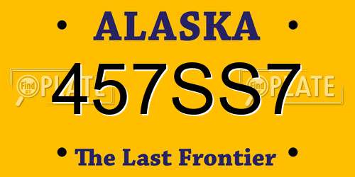 457SS7 Alaska License Plate