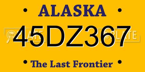 45DZ367 Alaska License Plate