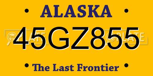 45GZ855 Alaska License Plate