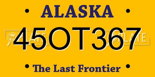 45OT367 Alaska License Plate