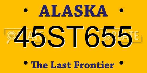 45ST655 Alaska License Plate