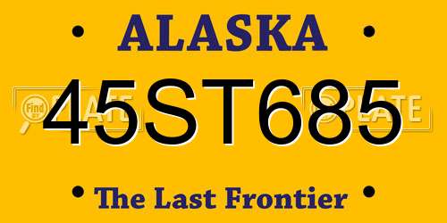 45ST685 Alaska License Plate