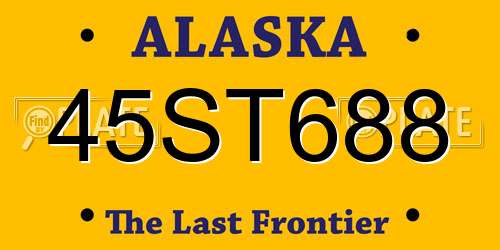 45ST688 Alaska License Plate
