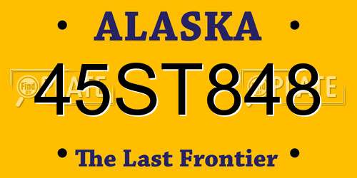 45ST848 Alaska License Plate