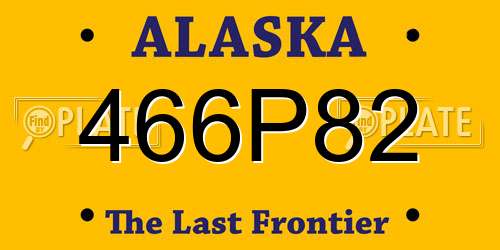 466P82 Alaska License Plate