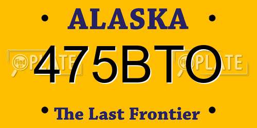 475BTO Alaska License Plate