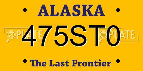475ST0 Alaska License Plate