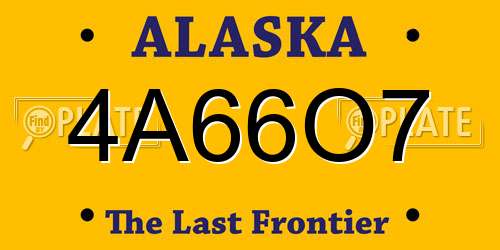 4A66O7 Alaska License Plate
