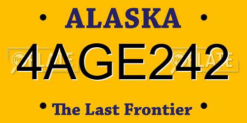 4AGE242 Alaska License Plate