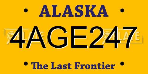 4AGE247 Alaska License Plate
