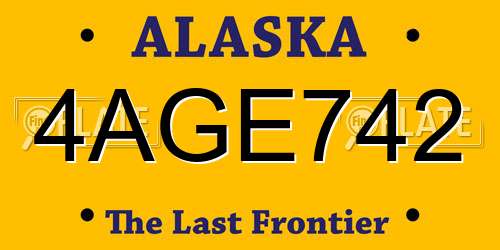 4AGE742 Alaska License Plate