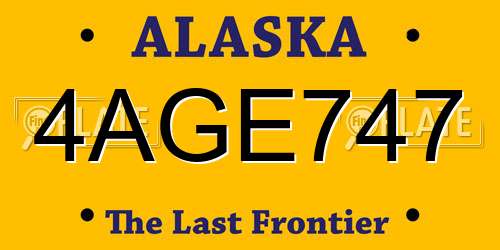4AGE747 Alaska License Plate