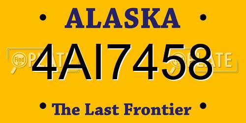 4AI7458 Alaska License Plate