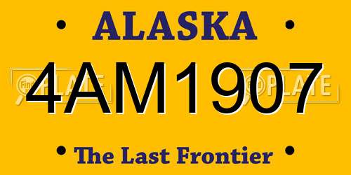 4AM1907 Alaska License Plate