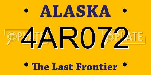 4AR072 Alaska License Plate