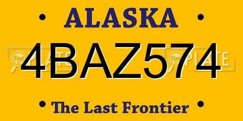 4BAZ574 Alaska License Plate