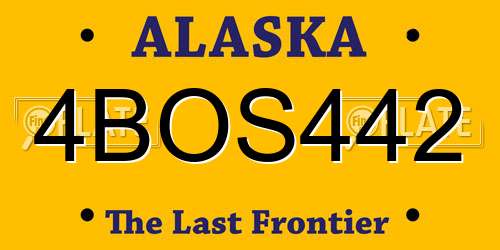4BOS442 Alaska License Plate