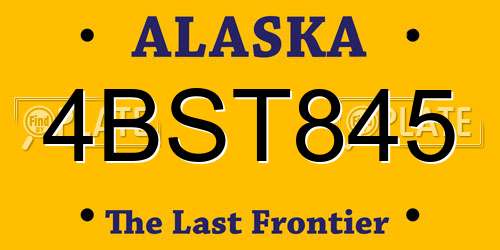 4BST845 Alaska License Plate