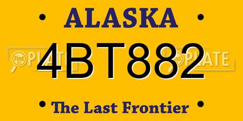 4BT882 Alaska License Plate