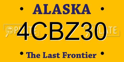 4CBZ30 Alaska License Plate