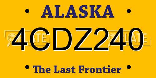 4CDZ240 Alaska License Plate