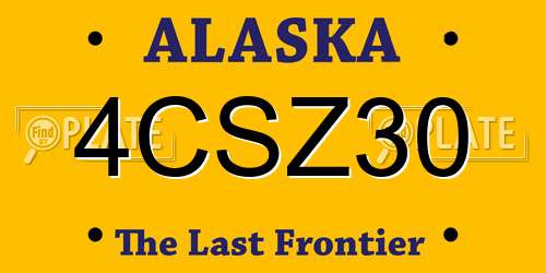 4CSZ30 Alaska License Plate