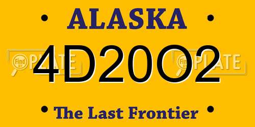 4D20O2 Alaska License Plate