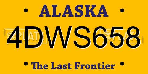 4DWS658 Alaska License Plate