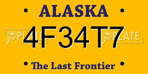 4F34T7 Alaska License Plate