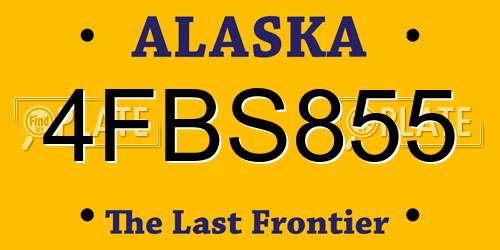 4FBS855 Alaska License Plate