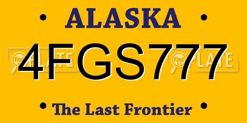 4FGS777 Alaska License Plate