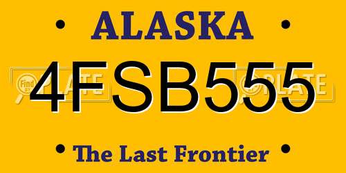 4FSB555 Alaska License Plate